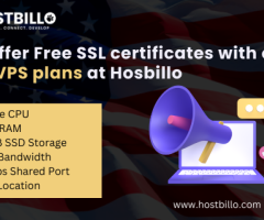 We offer Free SSL certificates with our USA VPS plans at Hosbillo