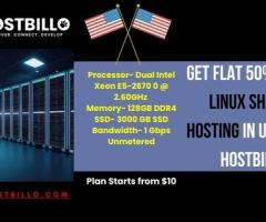 Get Flat 50% off on Linux Shared Hosting in USA From Hostbillo
