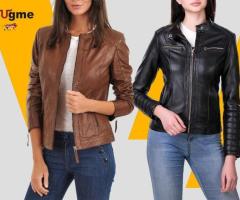 Trendy Women's Black Leather Jacket - Great Deal!