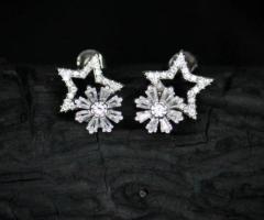 Buy Silver Diamond Earrings Online | Jewllery Design